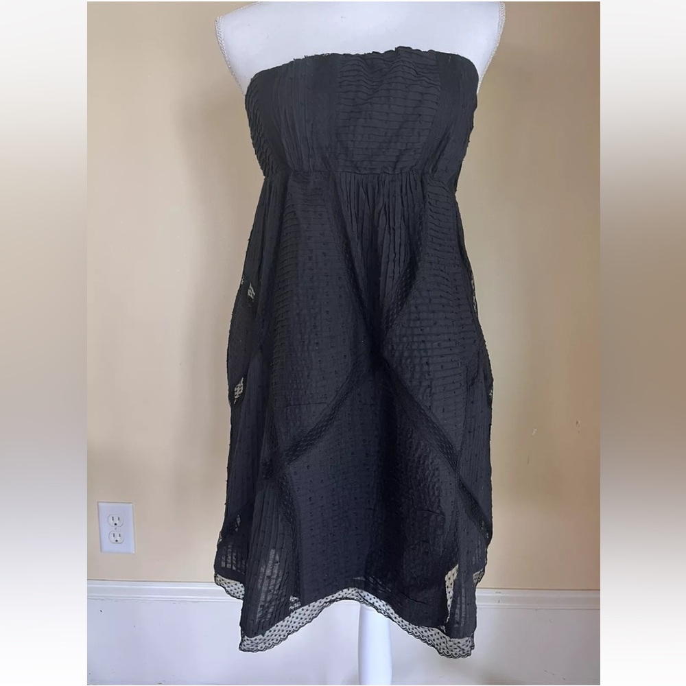 Fumblin Foe Small Black Strapless Dress Lace Overlay Cocktail Party